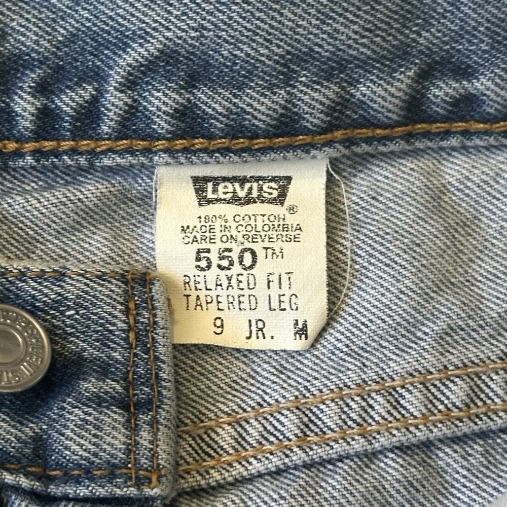 Levi's 550 Jeans Women's 9 JR M Blue Denim Relaxed Fit Tapered Hemmed Y2K 2000 - Picture 8 of 11